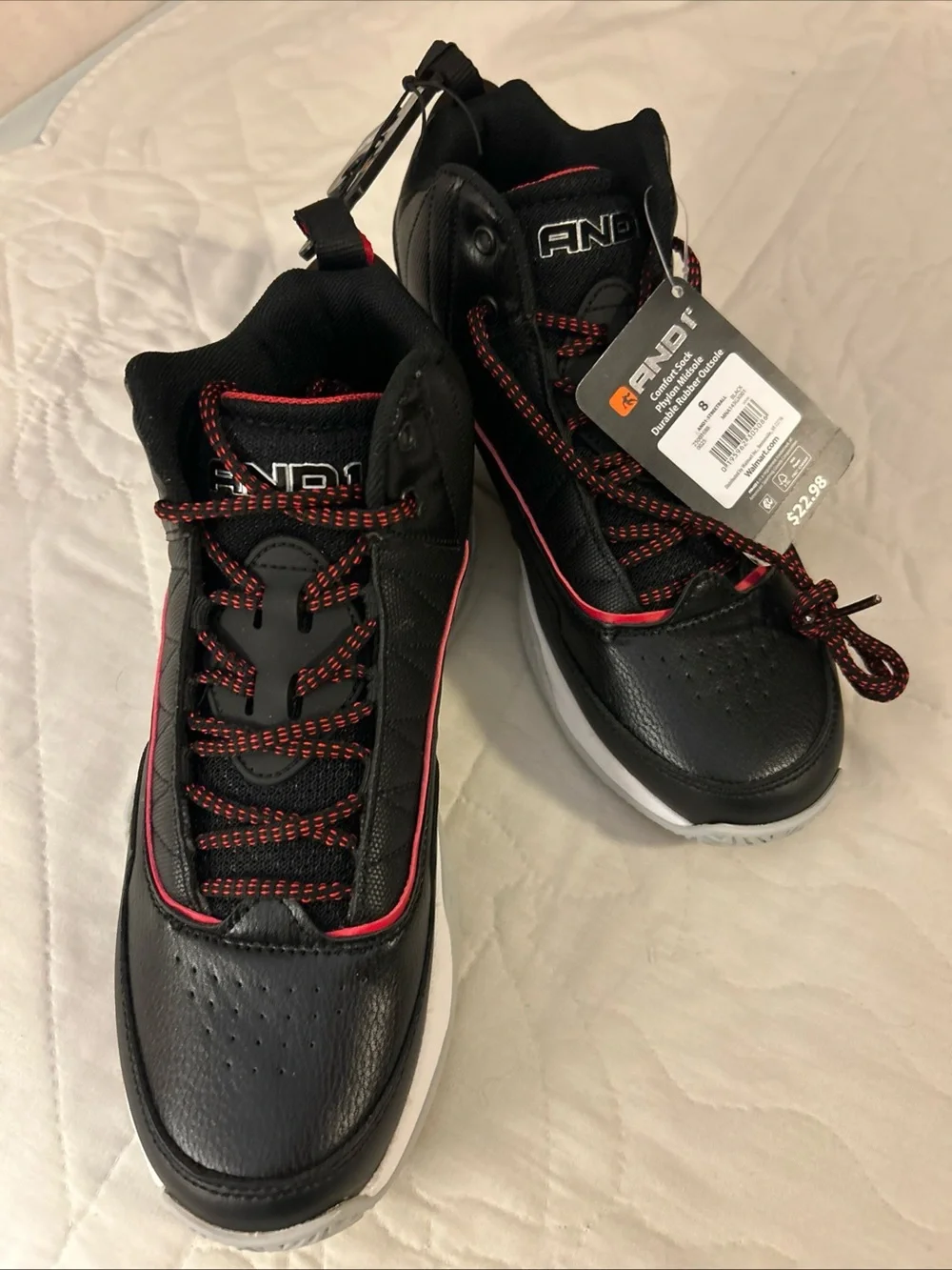 And1 Black Athletic Sneakers with Red Trim